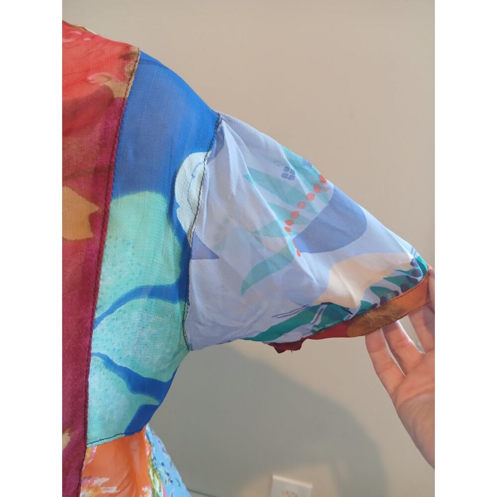 Sacred Threads Boho Patchwork Floral Tunic Top Sm… - image 4